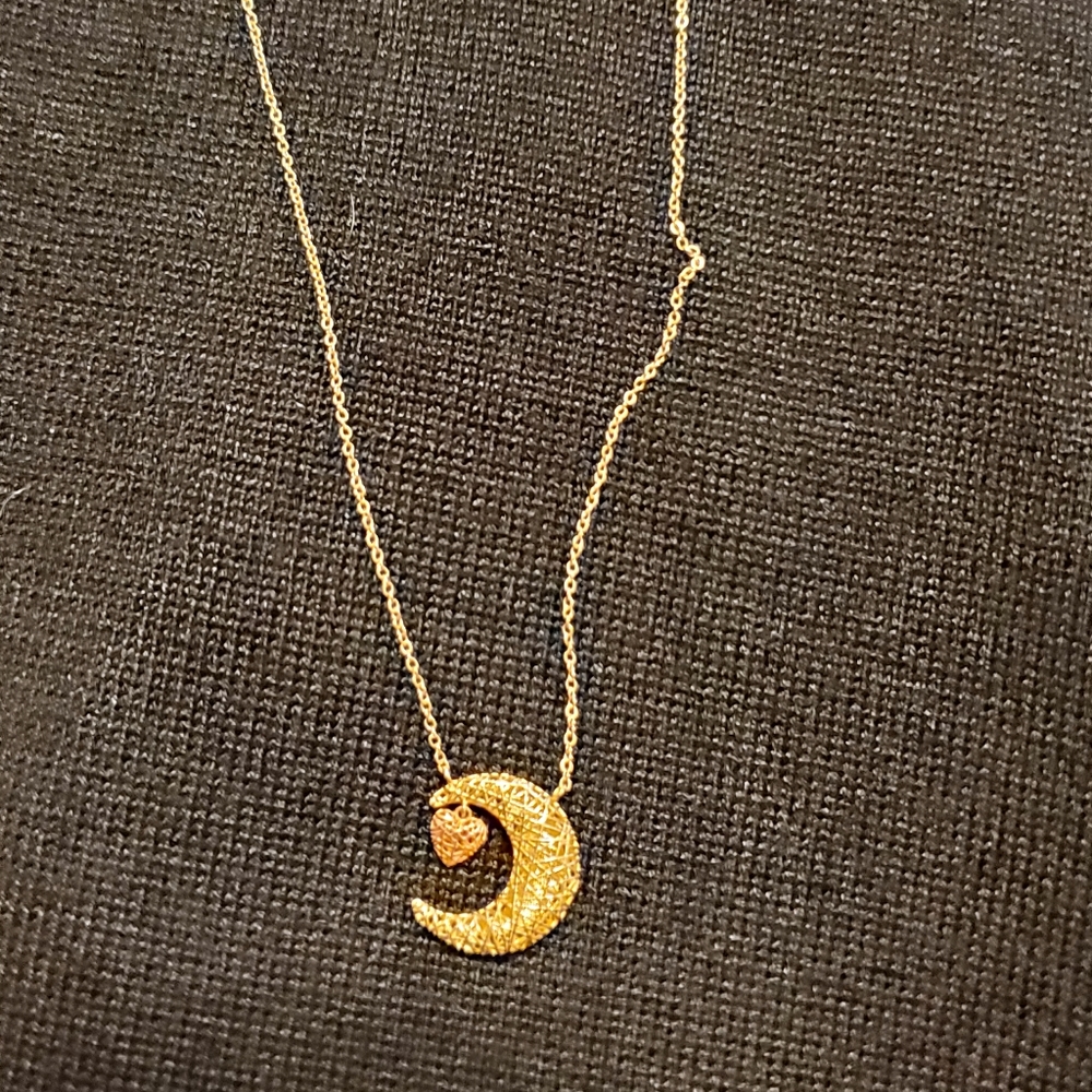 10K Gold Heart an Moon Necklace